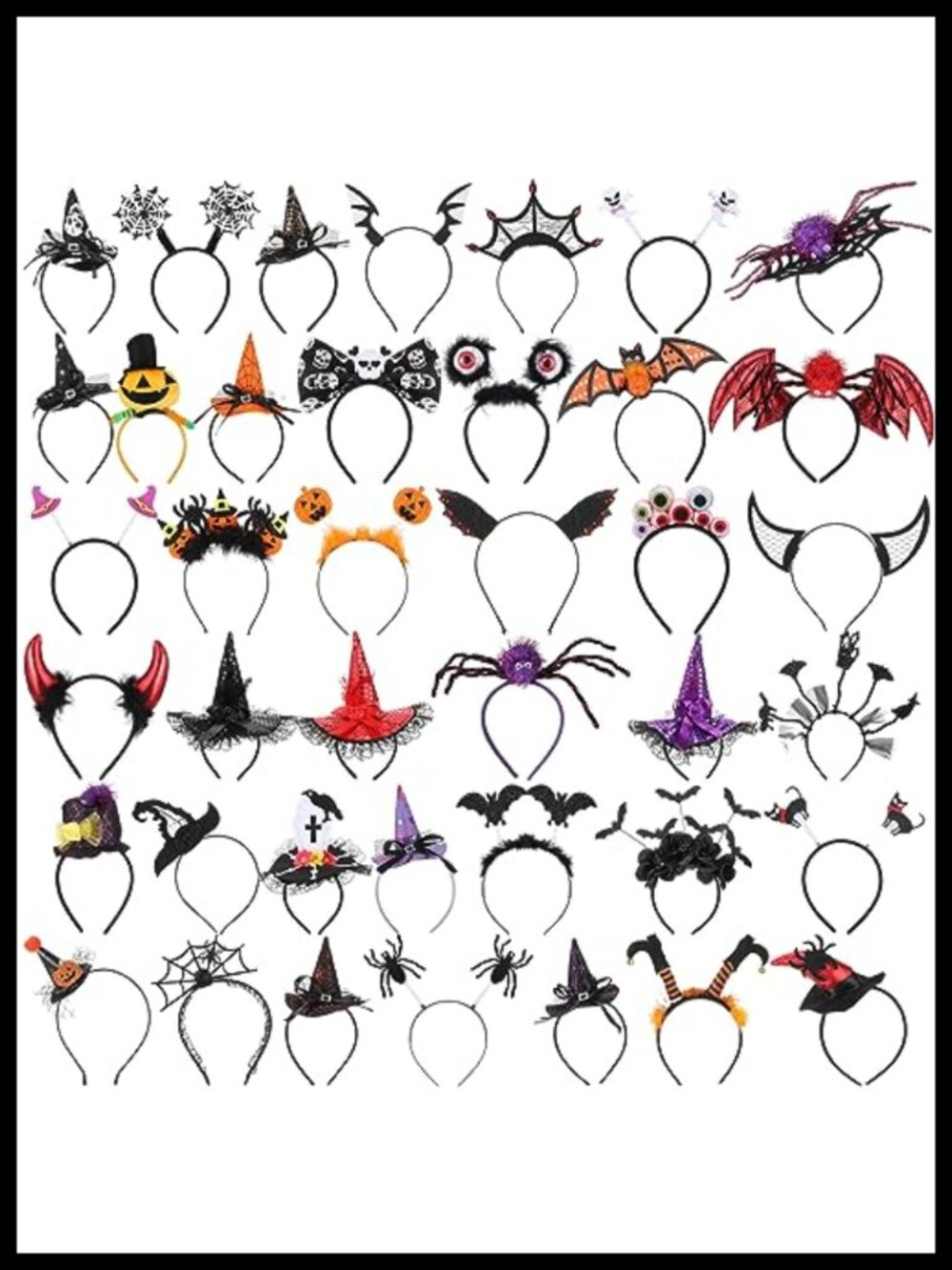 40 Pc Halloween Headbands Assorted Costume Party Adult Plastic Headwear Set